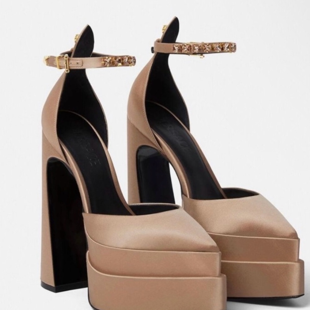 Versace Women's Tan Platform Heels